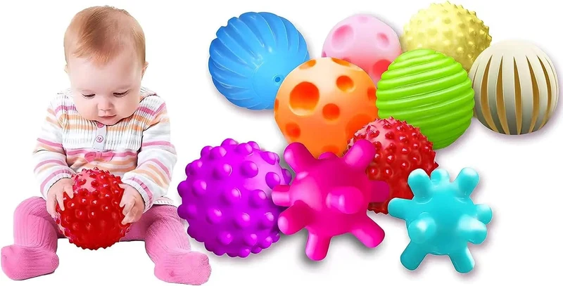 Sensorische Bälle für Babys, sensorisches Babyspielzeug, 1 bis 2 Jahre alt, Aktivität, strukturierter Multi-Softball, Montessori-Spielzeug für Babys von 6–12 Monaten