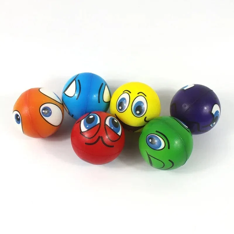 6 Teile/los 6.3 cm Lächelndes Schaum Ball Squeeze Stress Ball Relief Spielzeug Hand Handgelenk Übung Gesicht PU Spielzeug Bälle Für kinder