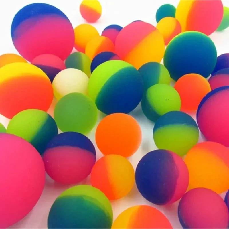 24/30/42/55mm Bicolor Elastische Ball Spielzeug Kinder Farbige Junge Springenden Ball Gummi Kinder Sport spiele Elastische Springen Bälle