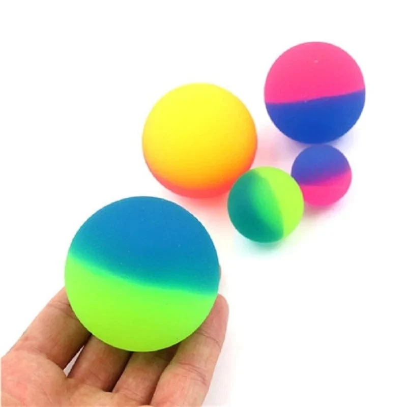 24/30/42/55mm Bicolor Elastische Ball Spielzeug Kinder Farbige Junge Springenden Ball Gummi Kinder Sport spiele Elastische Springen Bälle