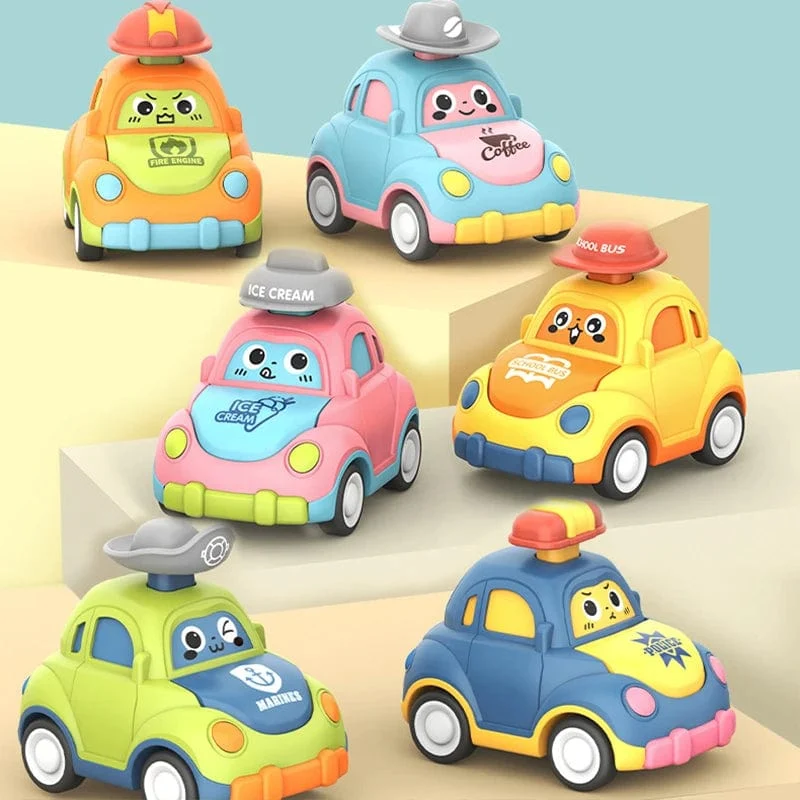 Kinder Cartoon Mini Auto Spielzeug Drücken Gehen Inertial Nette Feuer Lkw Krankenwagen Zurückziehen Krabbeln Pädagogisches Spielzeug Für Kleinkinder Jungen
