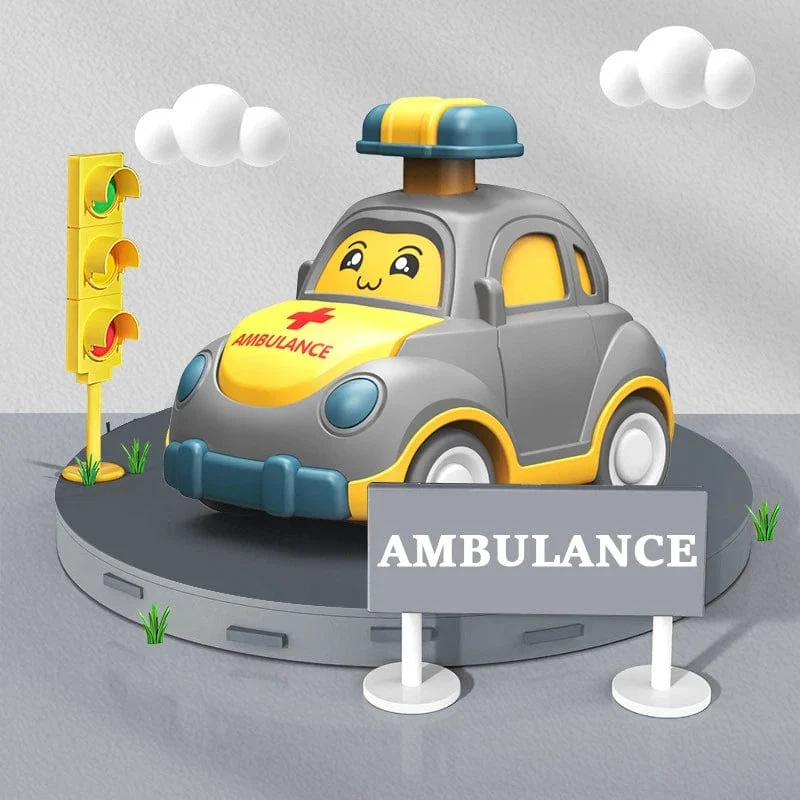 Kinder Cartoon Mini Auto Spielzeug Drücken Gehen Inertial Nette Feuer Lkw Krankenwagen Zurückziehen Krabbeln Pädagogisches Spielzeug Für Kleinkinder Jungen