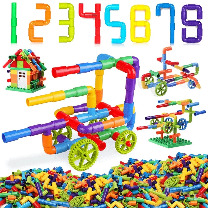 DIY Wasser Bausteine ​​Spielzeug Montessori Wasser Rohr Bausteine ​​Spielzeug Designer Kinder Bau Pädagogisches Spielzeug Geschenk