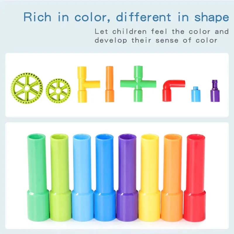 DIY Wasser Bausteine ​​Spielzeug Montessori Wasser Rohr Bausteine ​​Spielzeug Designer Kinder Bau Pädagogisches Spielzeug Geschenk