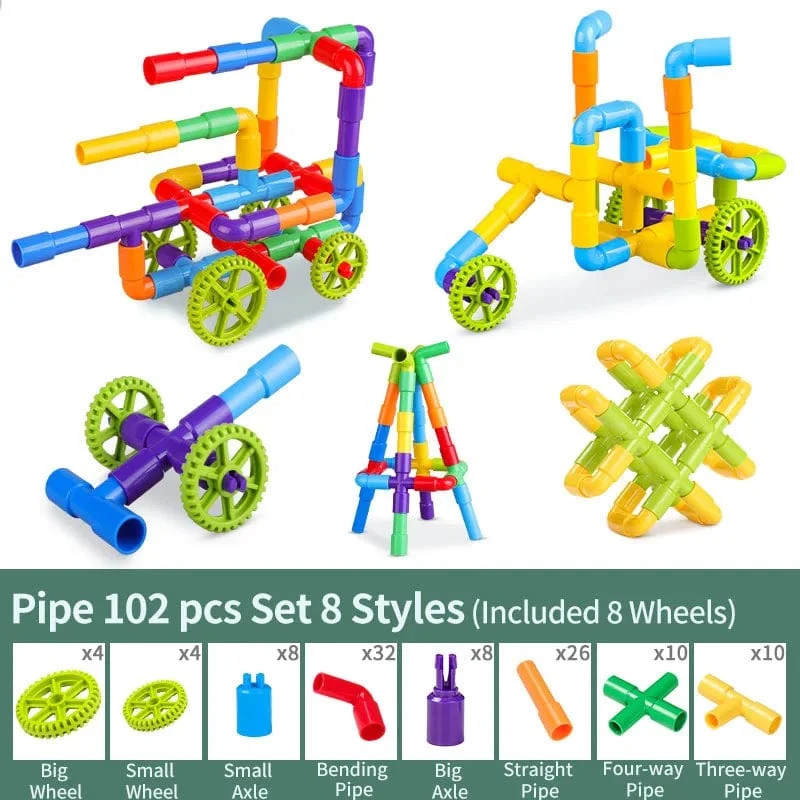 DIY Wasser Bausteine ​​Spielzeug Montessori Wasser Rohr Bausteine ​​Spielzeug Designer Kinder Bau Pädagogisches Spielzeug Geschenk