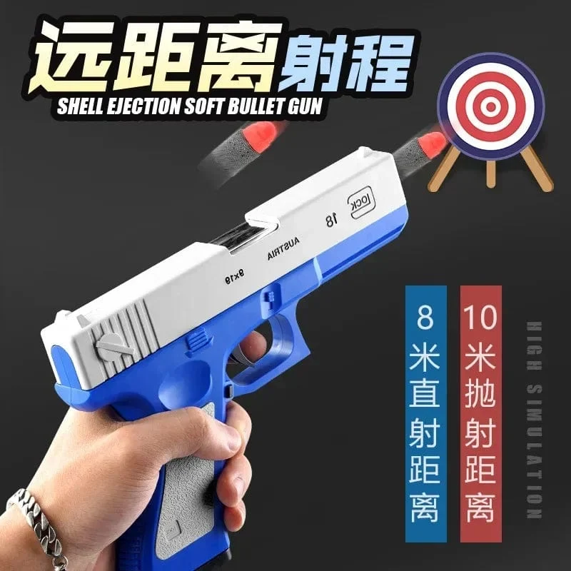 G17 Soft Bullet Spielzeugpistole Shell Ejection Foam Darts Pistole Desert Eagle Airsoft Pistole mit Schalldämpfer für Kinder Erwachsene