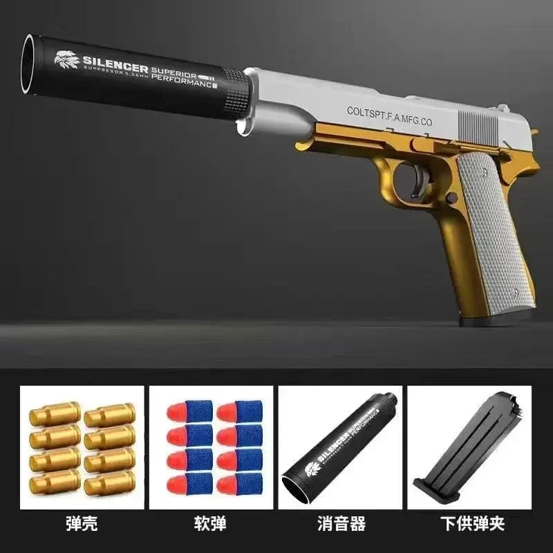 G17 Soft Bullet Spielzeugpistole Shell Ejection Foam Darts Pistole Desert Eagle Airsoft Pistole mit Schalldämpfer für Kinder Erwachsene