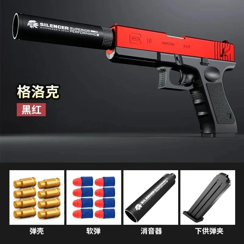 G17 Soft Bullet Spielzeugpistole Shell Ejection Foam Darts Pistole Desert Eagle Airsoft Pistole mit Schalldämpfer für Kinder Erwachsene