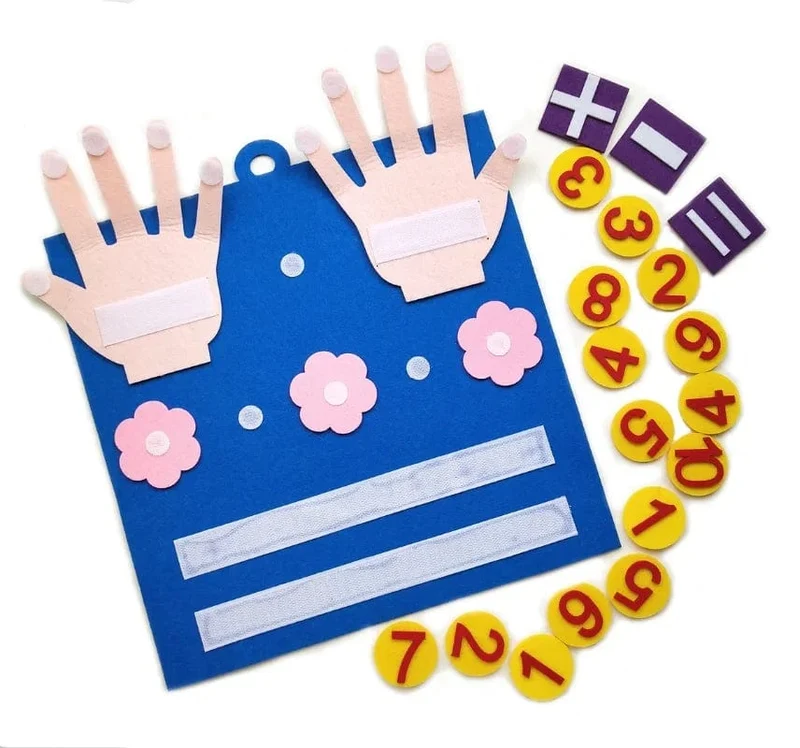 Kind Montessori Spielzeug Filz Finger Zahlen Mathe Spielzeug Kinder Zählen Frühen Lernen Für Kleinkinder Intelligenz Entwickeln 30*30cm