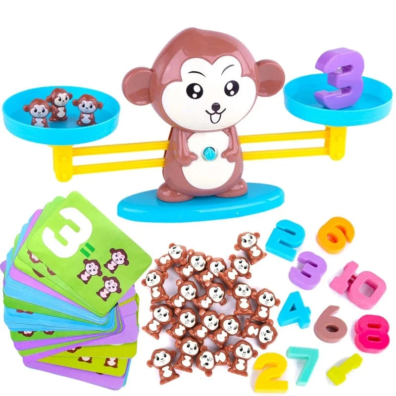 Monkey Balance Mathe-Spiel, Montessori-Lernspielzeug für Kinder im Vorschulalter, Baby-Entwicklungsspielzeug, Zahlenunterricht für Kinder, Mathe-Spielzeug