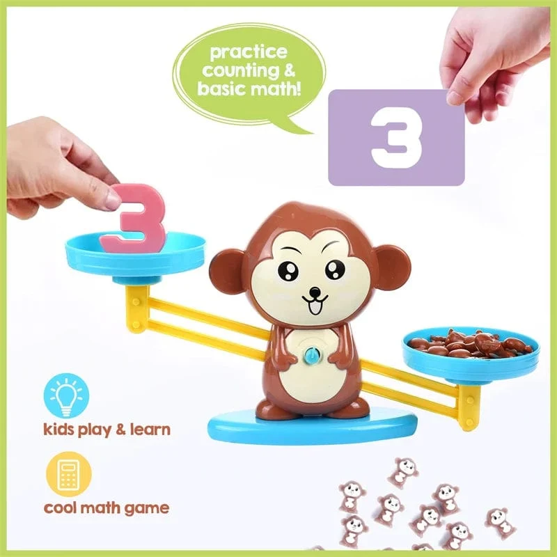 Monkey Balance Mathe-Spiel, Montessori-Lernspielzeug für Kinder im Vorschulalter, Baby-Entwicklungsspielzeug, Zahlenunterricht für Kinder, Mathe-Spielzeug
