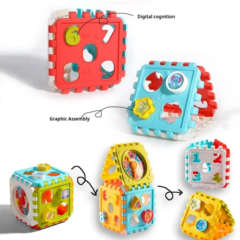 Baby Montessori Spielzeug Würfel 0 6 12 Monate Lernen Form Farbe Block Uhr Kinder Spiel Set mit Puzzle Pädagogisches Geschenk