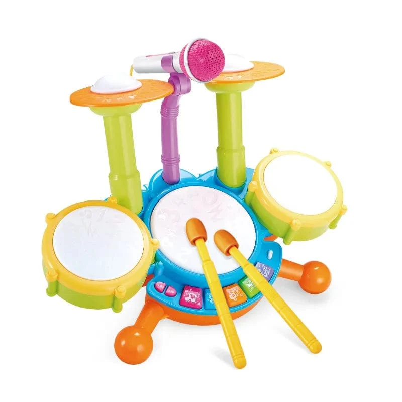 Kinder-Schlagzeug-Set für Kleinkinder von 1–3 Jahren, Musikinstrumente, Spielzeug für Kleinkinder, Mädchen, Mikrofon, Lernaktivitäten, Geschenke