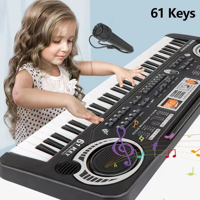 Elektronisches Klavier für Kinder, Tastatur, tragbar, 61 Tasten, Orgel mit Mikrofon, Lernspielzeug, Musikinstrument, Geschenk für Kinder, Anfänger