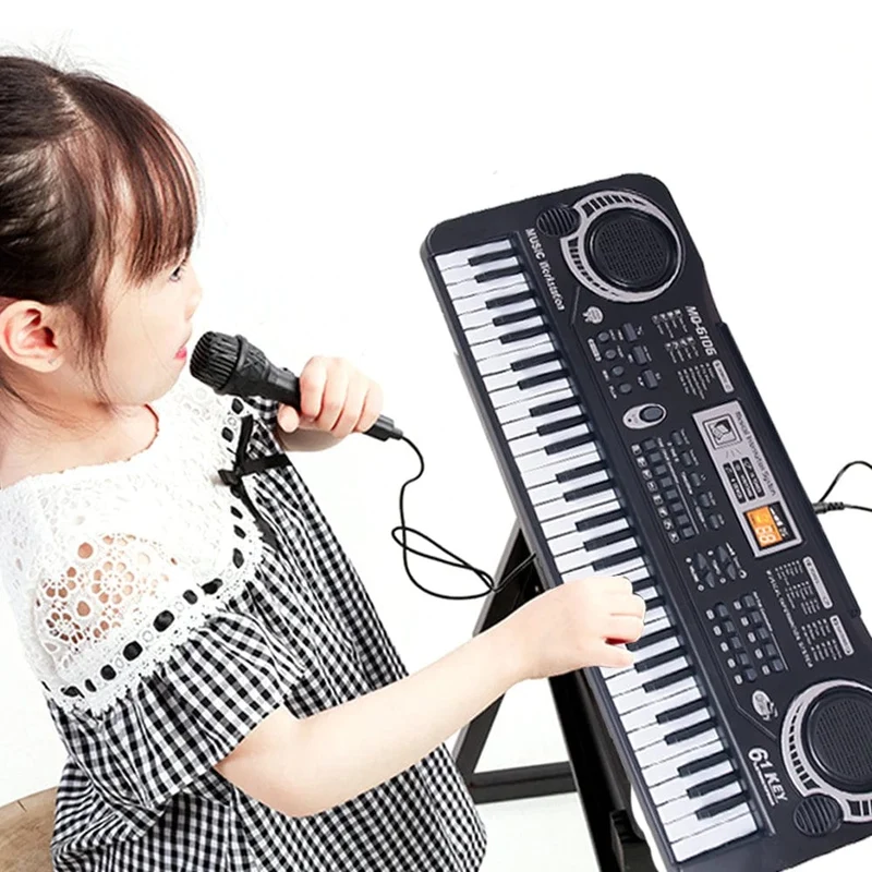 Elektronisches Klavier für Kinder, Tastatur, tragbar, 61 Tasten, Orgel mit Mikrofon, Lernspielzeug, Musikinstrument, Geschenk für Kinder, Anfänger