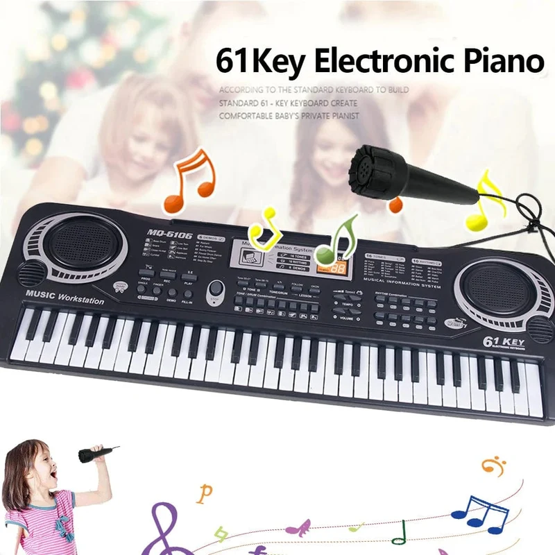 Elektronisches Klavier für Kinder, Tastatur, tragbar, 61 Tasten, Orgel mit Mikrofon, Lernspielzeug, Musikinstrument, Geschenk für Kinder, Anfänger