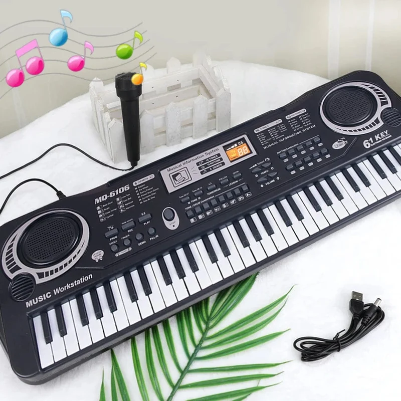 Elektronisches Klavier für Kinder, Tastatur, tragbar, 61 Tasten, Orgel mit Mikrofon, Lernspielzeug, Musikinstrument, Geschenk für Kinder, Anfänger