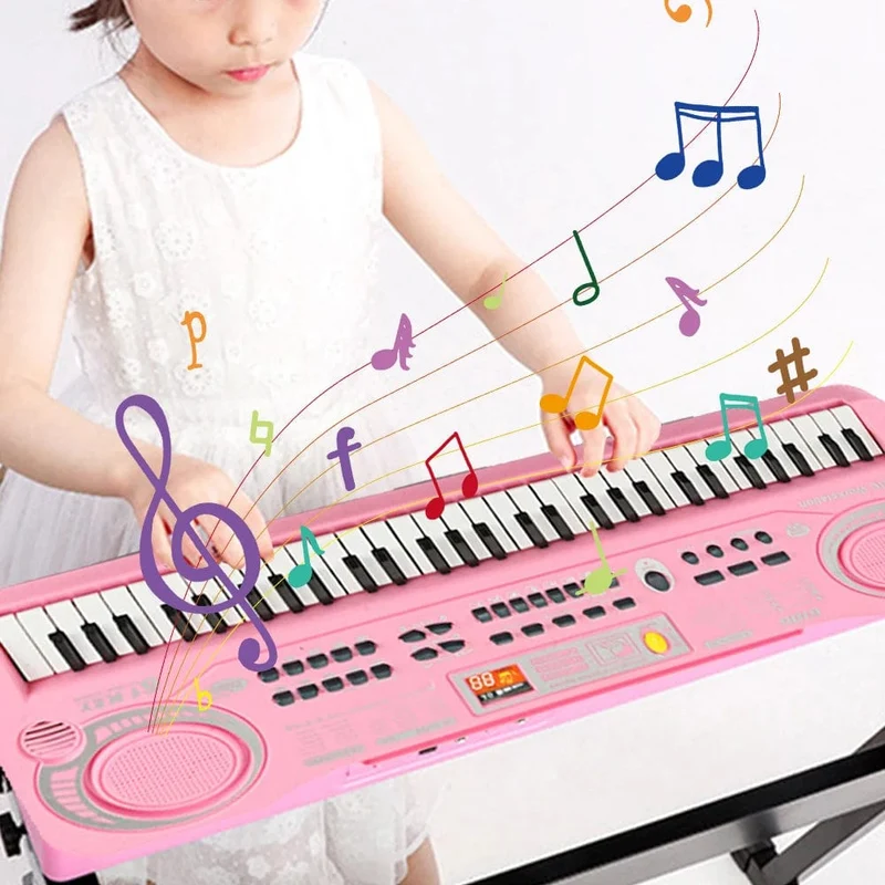 Elektronisches Klavier für Kinder, Tastatur, tragbar, 61 Tasten, Orgel mit Mikrofon, Lernspielzeug, Musikinstrument, Geschenk für Kinder, Anfänger