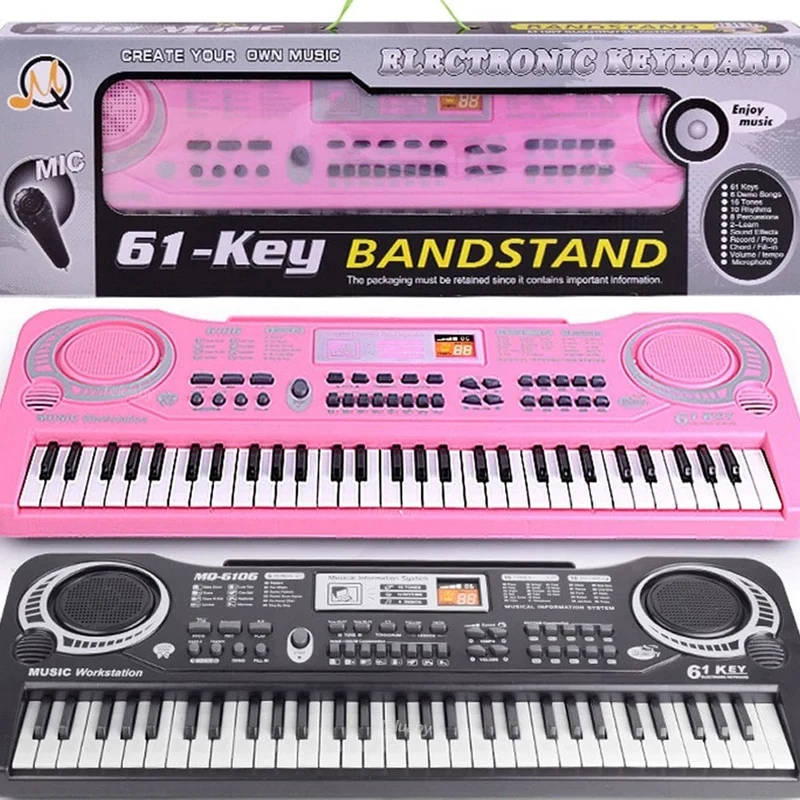 Elektronisches Klavier für Kinder, Tastatur, tragbar, 61 Tasten, Orgel mit Mikrofon, Lernspielzeug, Musikinstrument, Geschenk für Kinder, Anfänger
