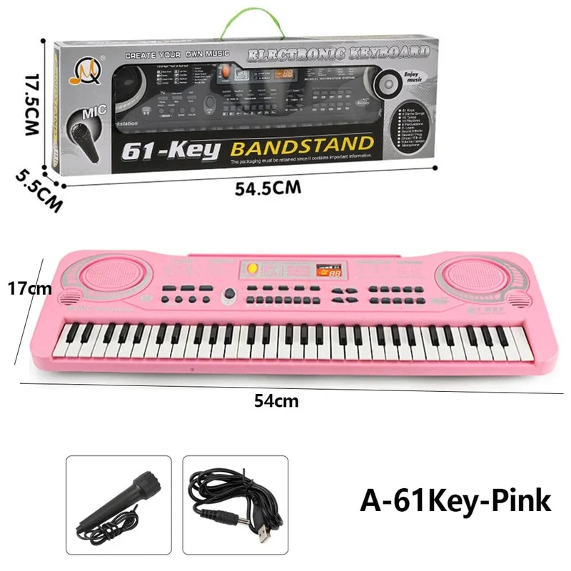 Elektronisches Klavier für Kinder, Tastatur, tragbar, 61 Tasten, Orgel mit Mikrofon, Lernspielzeug, Musikinstrument, Geschenk für Kinder, Anfänger