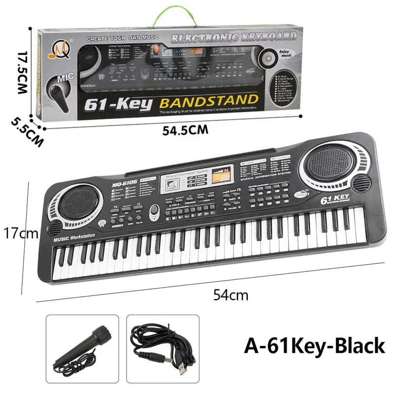 Elektronisches Klavier für Kinder, Tastatur, tragbar, 61 Tasten, Orgel mit Mikrofon, Lernspielzeug, Musikinstrument, Geschenk für Kinder, Anfänger