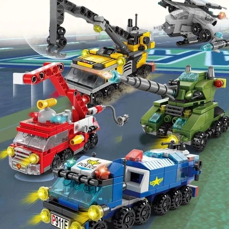6 in 1 Kinder Ziegel Spielzeug Fahrzeug Formen Luftfahrt Spaceport Modell Bausteine ​​Bau Baby Intelligenz Entwicklung Geschenk