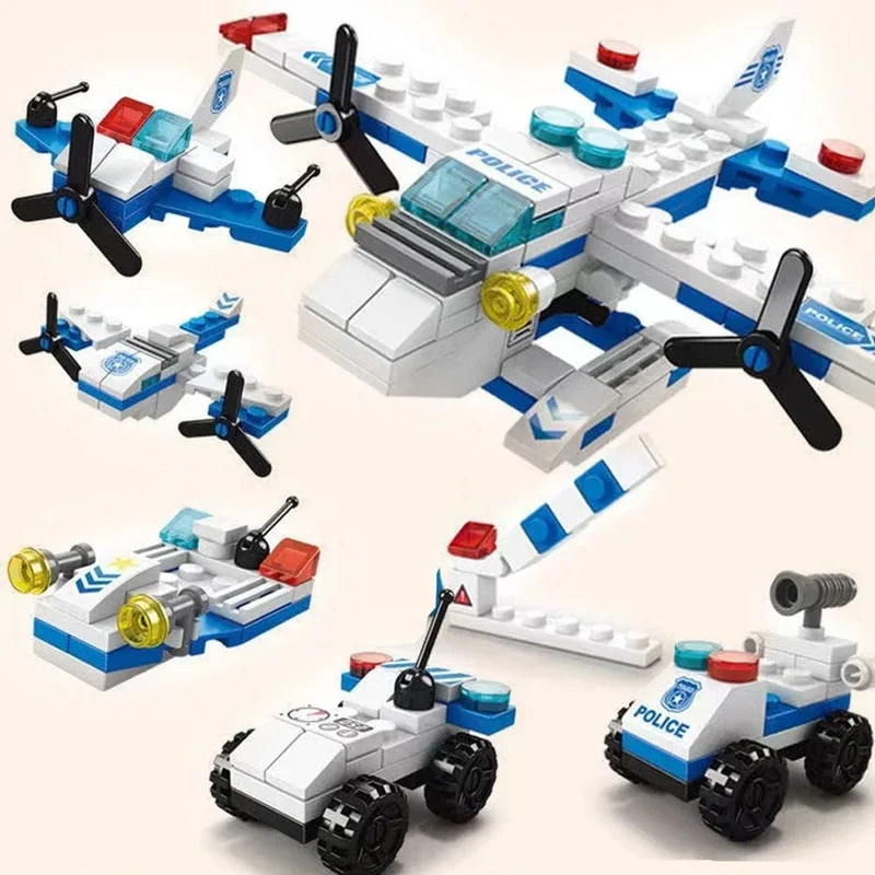 6 in 1 Kinder Ziegel Spielzeug Fahrzeug Formen Luftfahrt Spaceport Modell Bausteine ​​Bau Baby Intelligenz Entwicklung Geschenk