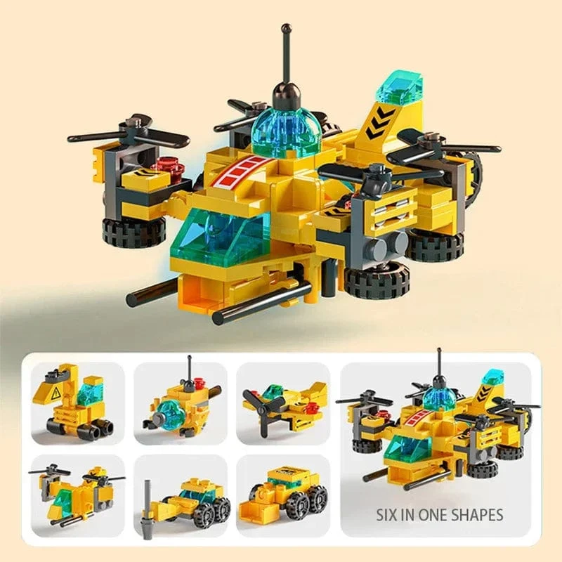 6 in 1 Kinder Ziegel Spielzeug Fahrzeug Formen Luftfahrt Spaceport Modell Bausteine ​​Bau Baby Intelligenz Entwicklung Geschenk
