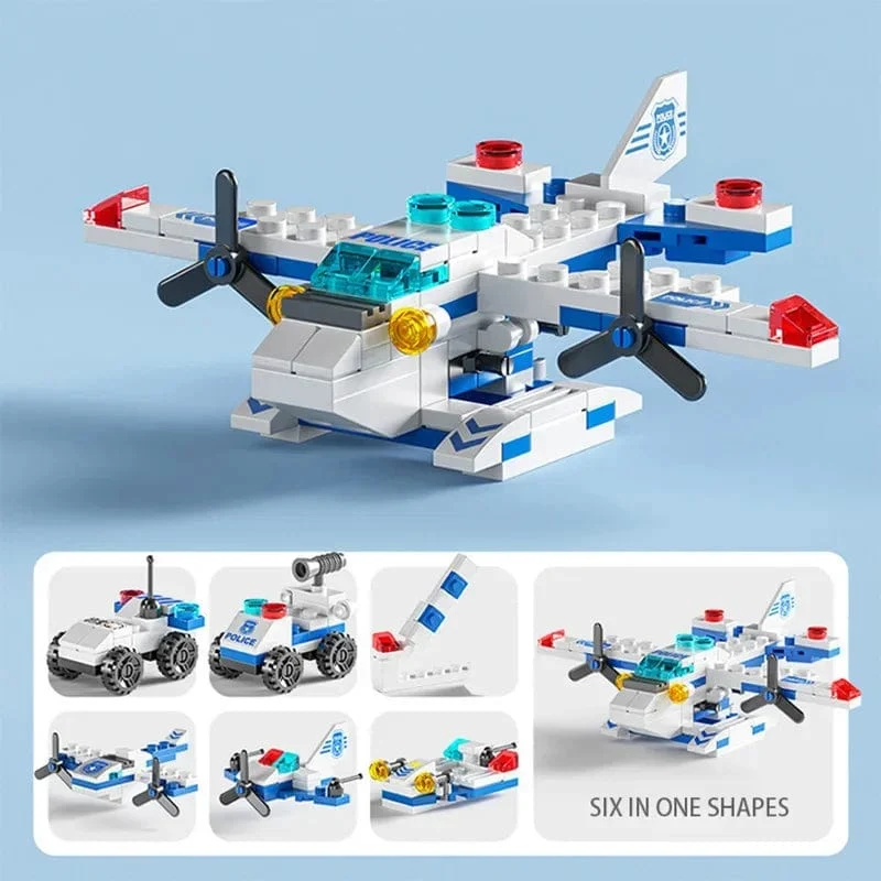 6 in 1 Kinder Ziegel Spielzeug Fahrzeug Formen Luftfahrt Spaceport Modell Bausteine ​​Bau Baby Intelligenz Entwicklung Geschenk