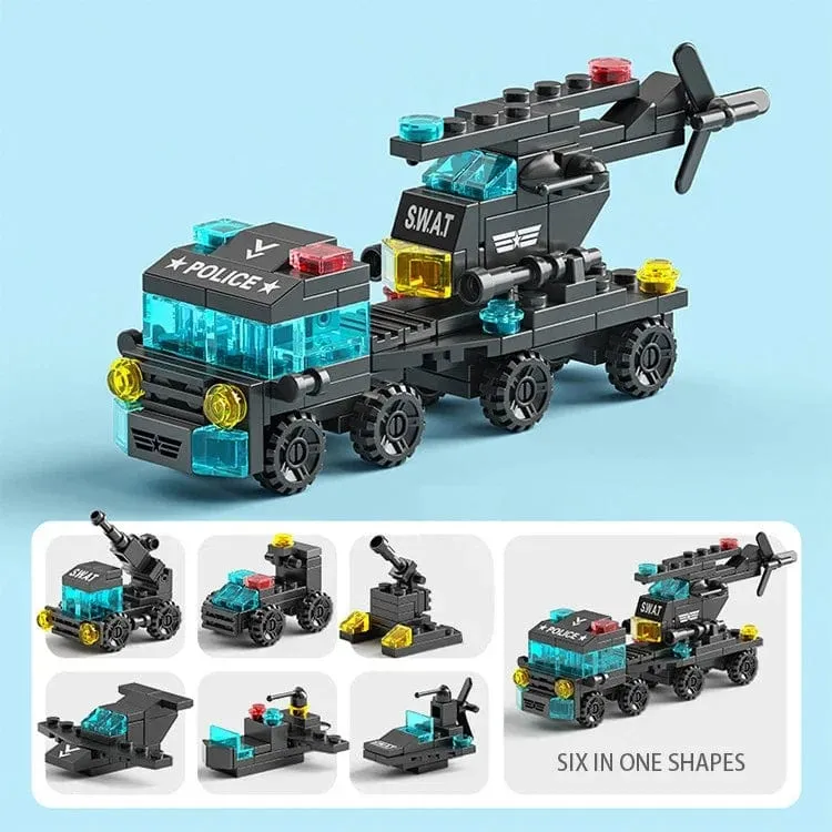 6 in 1 Kinder Ziegel Spielzeug Fahrzeug Formen Luftfahrt Spaceport Modell Bausteine ​​Bau Baby Intelligenz Entwicklung Geschenk