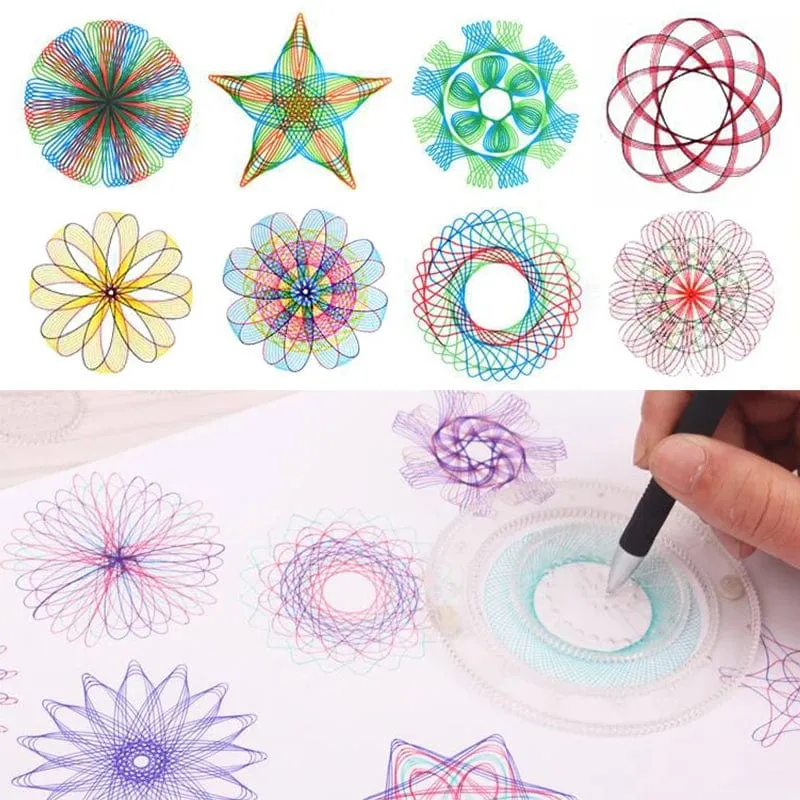 Lustiges ineinander greifendes Zahnrad- und Spirograph-Zeichenspielzeug-Set, kreatives Lernspielzeug für Kinder, Mal- und Zeichenzubehör