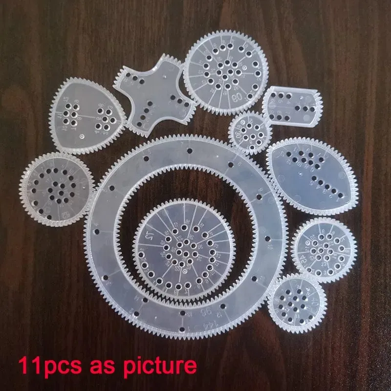 Lustiges ineinander greifendes Zahnrad- und Spirograph-Zeichenspielzeug-Set, kreatives Lernspielzeug für Kinder, Mal- und Zeichenzubehör