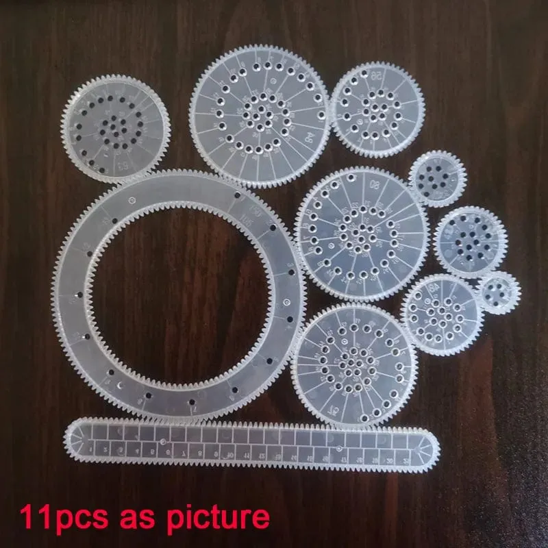 Lustiges ineinander greifendes Zahnrad- und Spirograph-Zeichenspielzeug-Set, kreatives Lernspielzeug für Kinder, Mal- und Zeichenzubehör