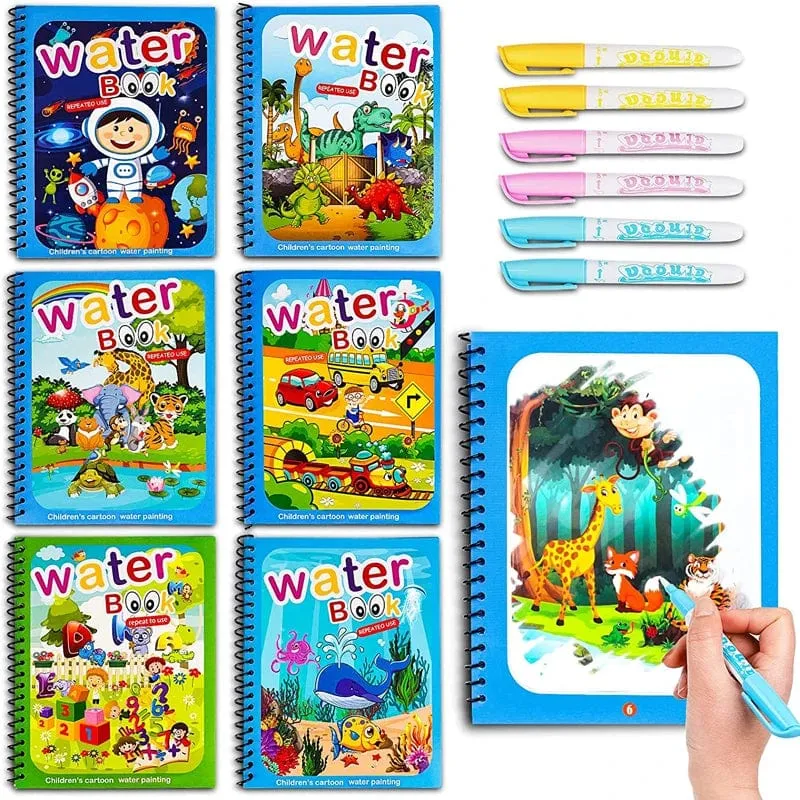 Montessori Spielzeug Magisches Wasser-Malbuch Kinder Lernspiele Gemälde Kinder Malbuch für Babys von 1 bis 3 Jahren Spielzeug