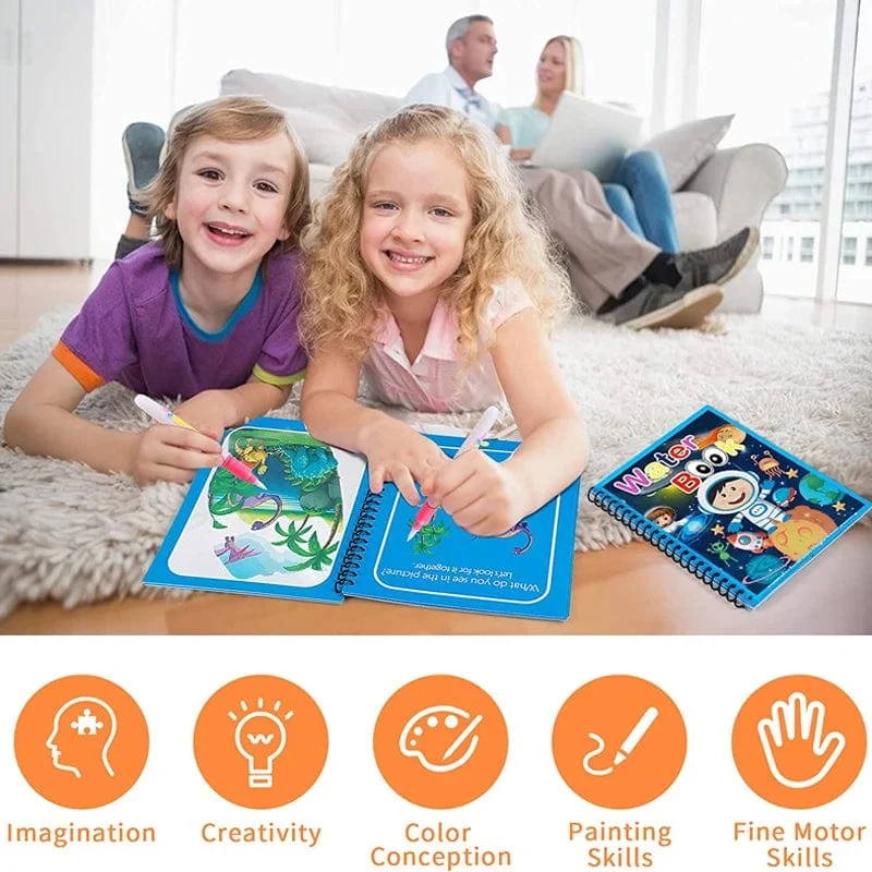 Montessori Spielzeug Magisches Wasser-Malbuch Kinder Lernspiele Gemälde Kinder Malbuch für Babys von 1 bis 3 Jahren Spielzeug