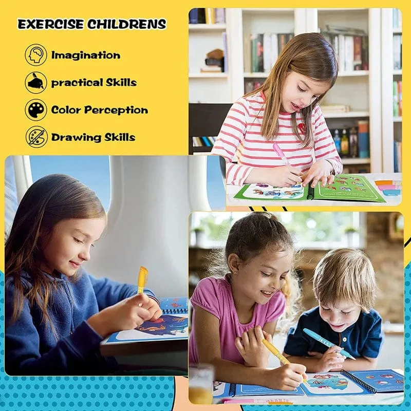 Montessori Spielzeug Magisches Wasser-Malbuch Kinder Lernspiele Gemälde Kinder Malbuch für Babys von 1 bis 3 Jahren Spielzeug