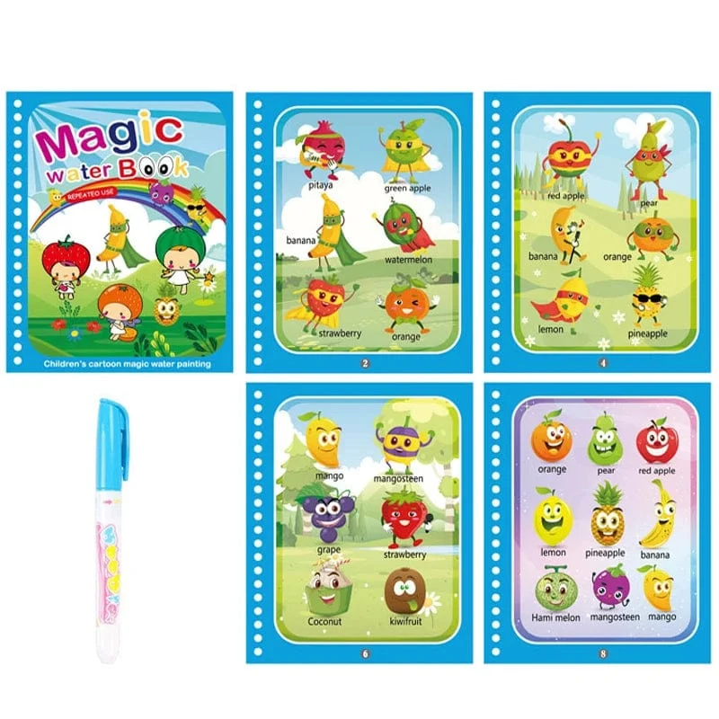 Montessori Spielzeug Magisches Wasser-Malbuch Kinder Lernspiele Gemälde Kinder Malbuch für Babys von 1 bis 3 Jahren Spielzeug