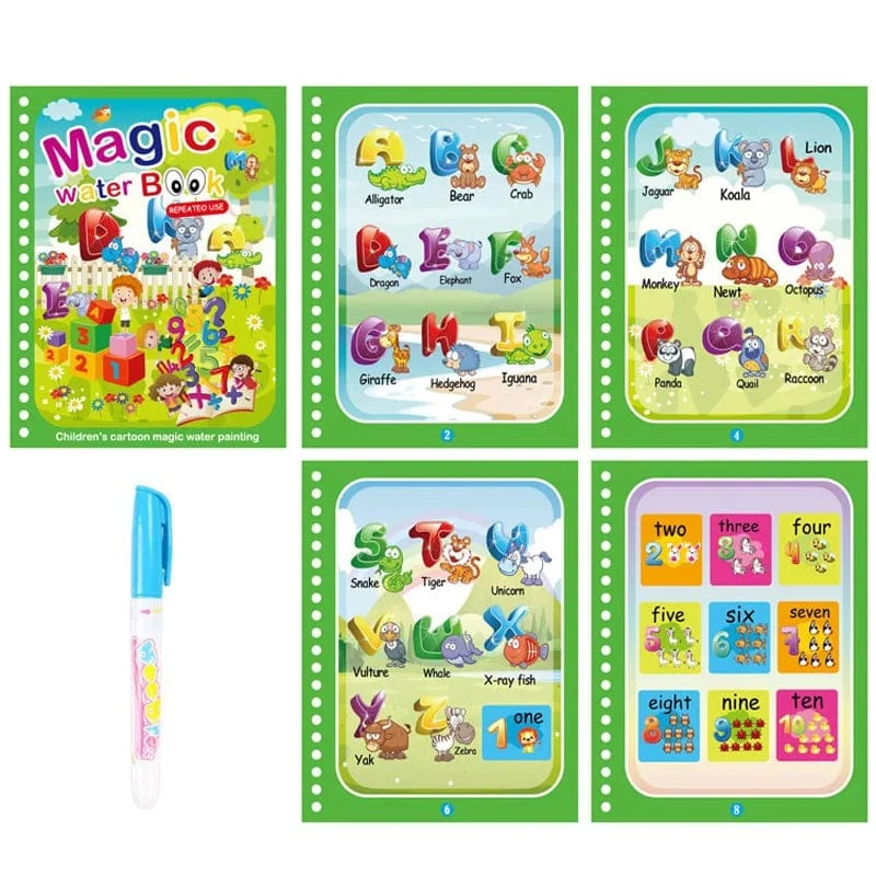 Montessori Spielzeug Magisches Wasser-Malbuch Kinder Lernspiele Gemälde Kinder Malbuch für Babys von 1 bis 3 Jahren Spielzeug