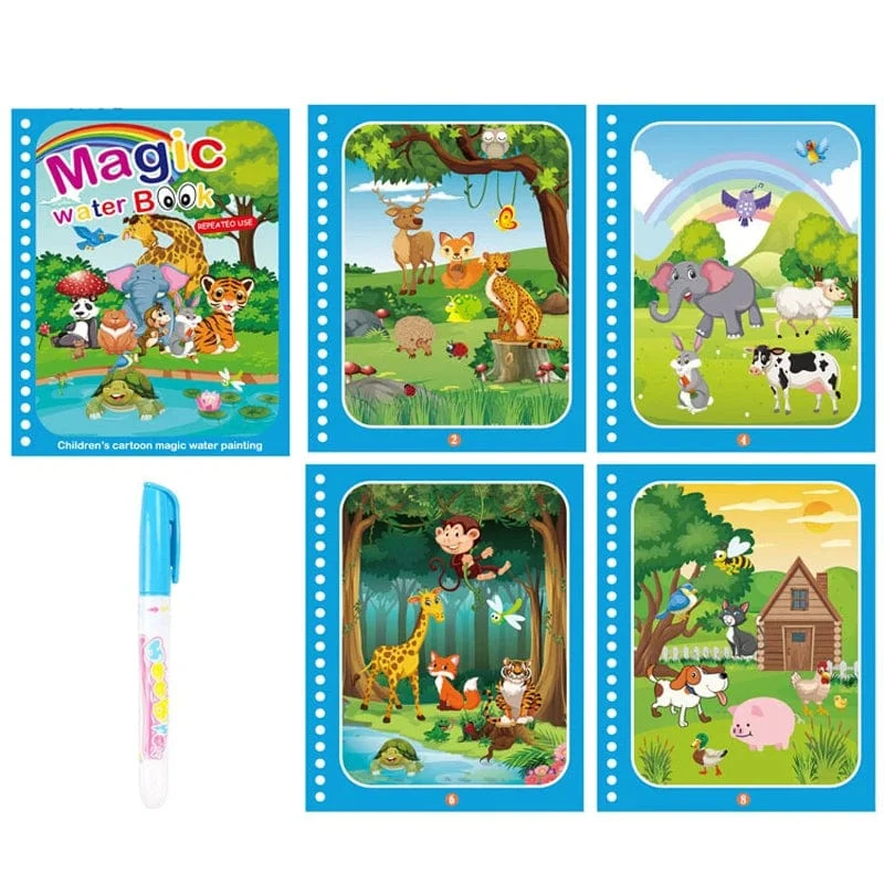Montessori Spielzeug Magisches Wasser-Malbuch Kinder Lernspiele Gemälde Kinder Malbuch für Babys von 1 bis 3 Jahren Spielzeug