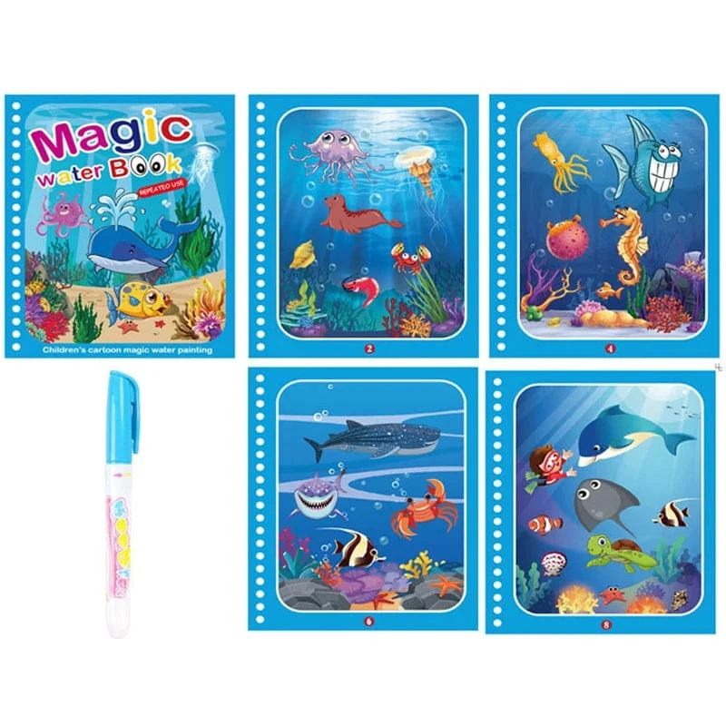 Montessori Spielzeug Magisches Wasser-Malbuch Kinder Lernspiele Gemälde Kinder Malbuch für Babys von 1 bis 3 Jahren Spielzeug