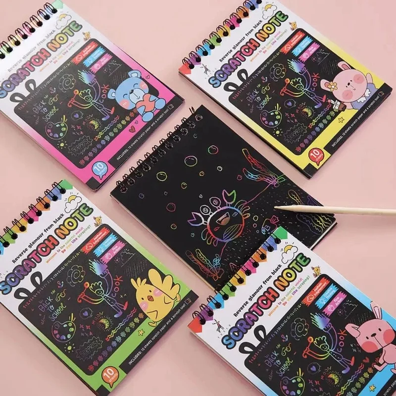 Rainbow Magic Scratch Off Papierset für Kinder, Kunst, Kratzen, Malspielzeug, Kinder, DIY-Graffitibuch, Montessori-Lernspielzeug