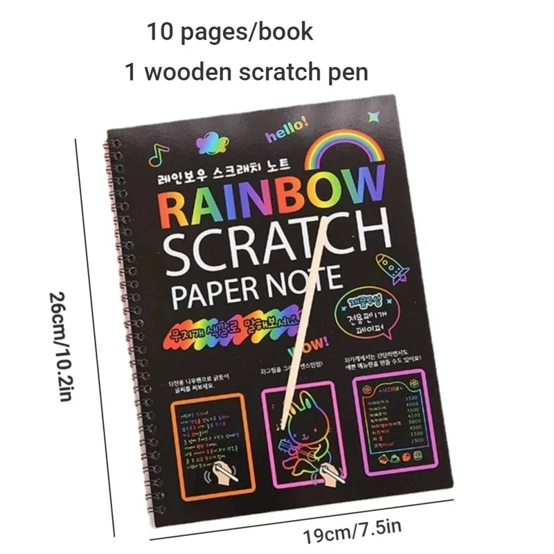 Rainbow Magic Scratch Off Papierset für Kinder, Kunst, Kratzen, Malspielzeug, Kinder, DIY-Graffitibuch, Montessori-Lernspielzeug