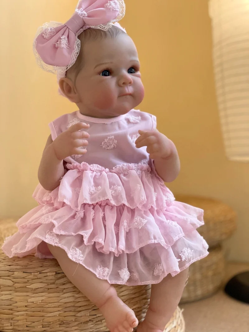 18 Zoll Bettie Ganzkörper weichem Silikon Mädchen Baby Puppe mit bemalten lebensechten Haaren Bebe Spielzeug