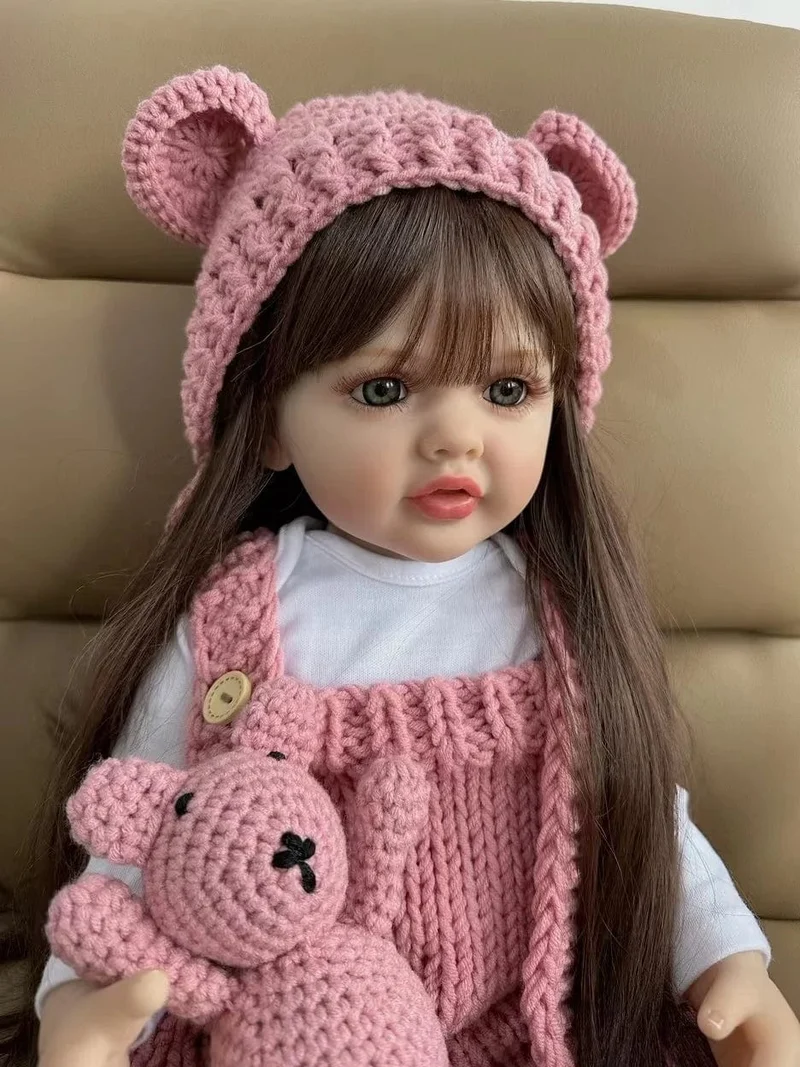 55 CM 22 Zoll Puppen Realistische Volle Silikon Baby Bebe Neugeborenen Mädchen Puppe Prinzessin Kleinkind Spielzeug Geschenk