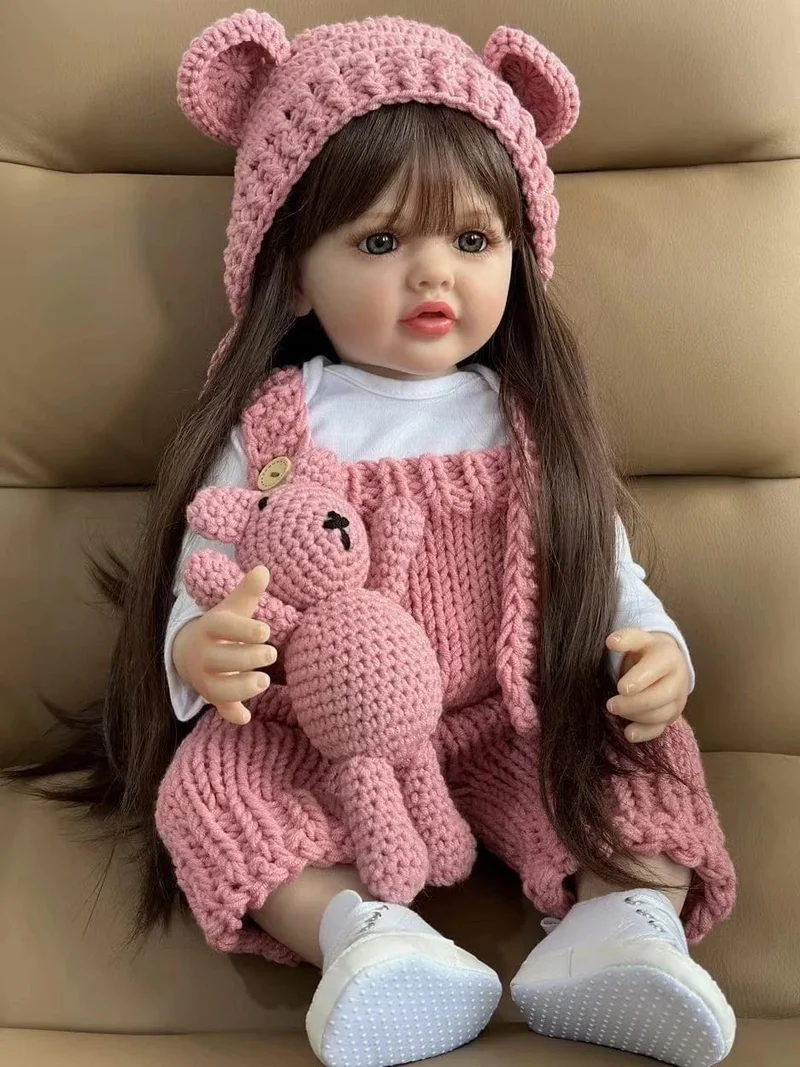 55 CM 22 Zoll Puppen Realistische Volle Silikon Baby Bebe Neugeborenen Mädchen Puppe Prinzessin Kleinkind Spielzeug Geschenk