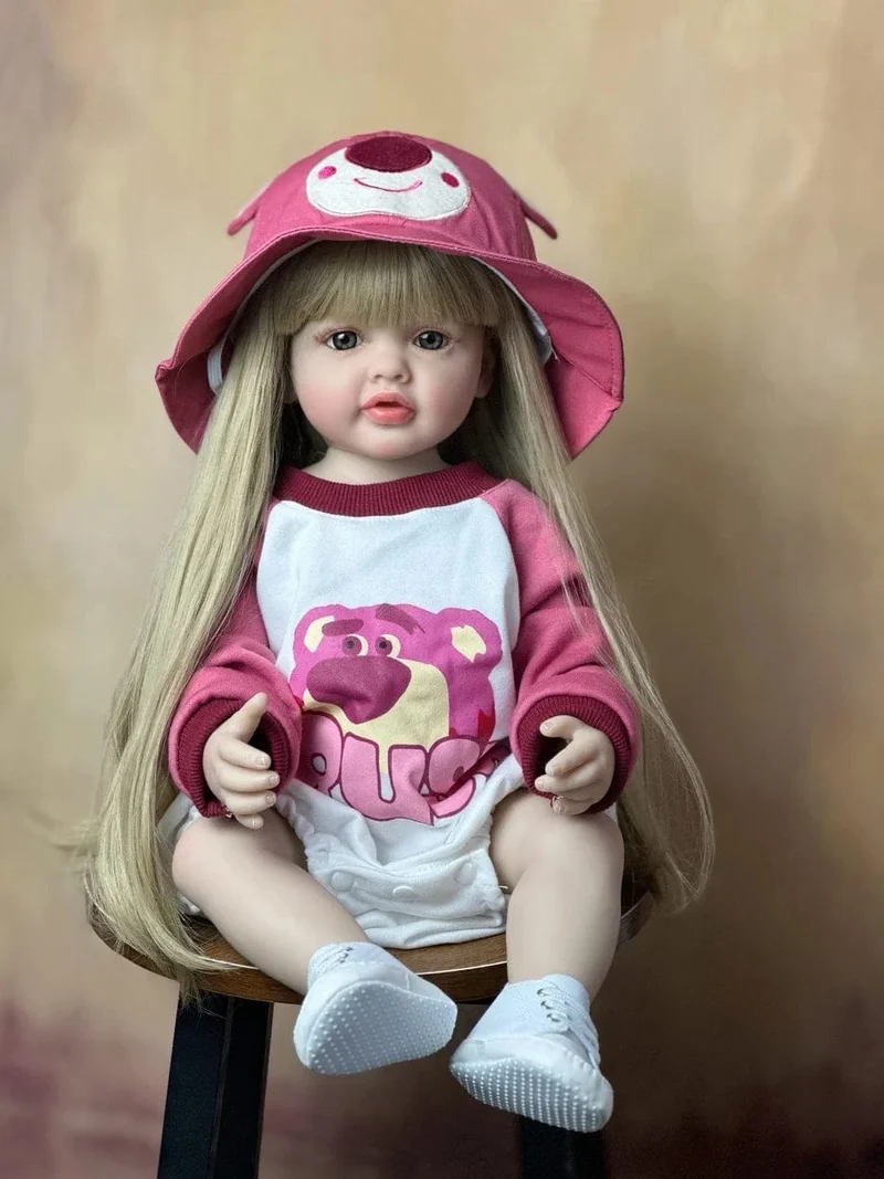 55 CM 22 Zoll Puppen Realistische Volle Silikon Baby Bebe Neugeborenen Mädchen Puppe Prinzessin Kleinkind Spielzeug Geschenk