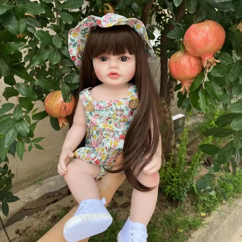 55 CM 22 Zoll Puppen Realistische Volle Silikon Baby Bebe Neugeborenen Mädchen Puppe Prinzessin Kleinkind Spielzeug Geschenk