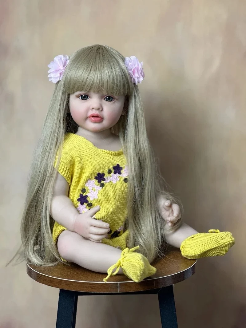 55 CM 22 Zoll Puppen Realistische Volle Silikon Baby Bebe Neugeborenen Mädchen Puppe Prinzessin Kleinkind Spielzeug Geschenk