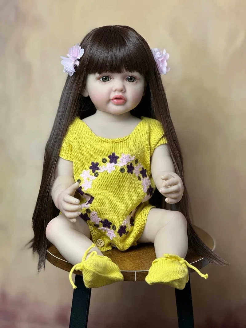 55 CM 22 Zoll Puppen Realistische Volle Silikon Baby Bebe Neugeborenen Mädchen Puppe Prinzessin Kleinkind Spielzeug Geschenk