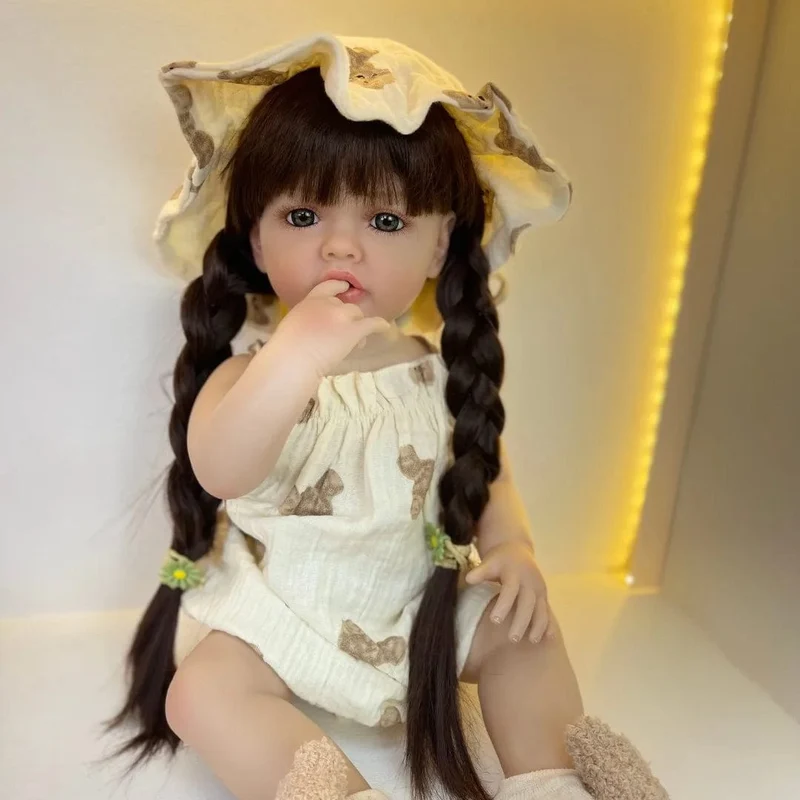 55 CM 22 Zoll Puppen Realistische Volle Silikon Baby Bebe Neugeborenen Mädchen Puppe Prinzessin Kleinkind Spielzeug Geschenk